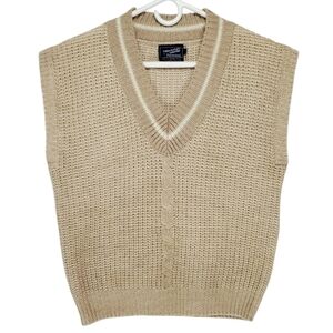 7045 * Vintage Haberdashery Collection V-Neck Pullover Sweater Vest Tan Size L